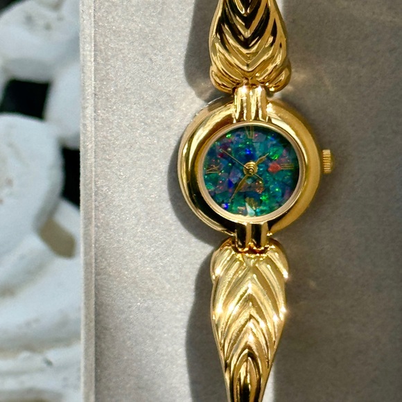 Women\'s Natural Opal Watch-Gold-Bangle-Vintage 1990-Petite main image 11